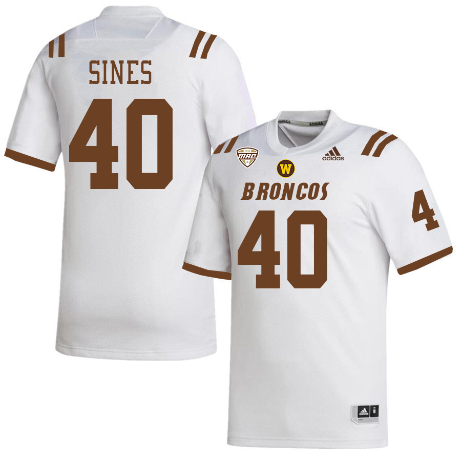 #40 Nathan Sines Western Michigan Broncos College Football Jerseys Stitched-White